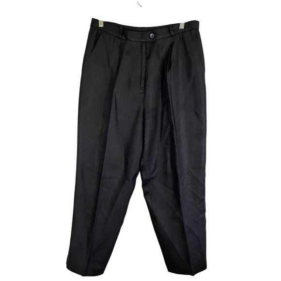 Talbots Irish Linen Neutral Pant Black 14P Classic Chic Work Wear Preppy Office - Picture 1 of 10